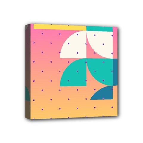 Abstract Geometric Bauhaus Polka Dots Retro Memphis Art Mini Canvas 4  X 4  (stretched) by Maspions