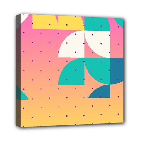 Abstract Geometric Bauhaus Polka Dots Retro Memphis Art Mini Canvas 8  X 8  (stretched)