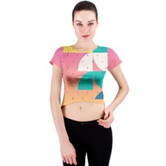 Abstract Geometric Bauhaus Polka Dots Retro Memphis Art Crew Neck Crop Top by Maspions