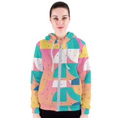 Abstract Geometric Bauhaus Polka Dots Retro Memphis Art Women s Zipper Hoodie by Maspions