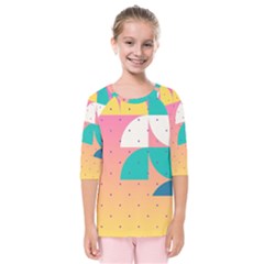 Abstract Geometric Bauhaus Polka Dots Retro Memphis Art Kids  Quarter Sleeve Raglan T-shirt