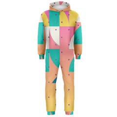 Abstract Geometric Bauhaus Polka Dots Retro Memphis Art Hooded Jumpsuit (men)