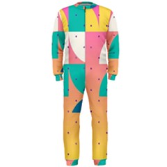 Abstract Geometric Bauhaus Polka Dots Retro Memphis Art Onepiece Jumpsuit (men)