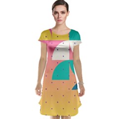 Abstract Geometric Bauhaus Polka Dots Retro Memphis Art Cap Sleeve Nightdress