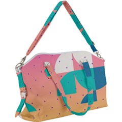 Abstract Geometric Bauhaus Polka Dots Retro Memphis Art Canvas Crossbody Bag by Maspions