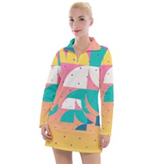 Abstract Geometric Bauhaus Polka Dots Retro Memphis Art Women s Long Sleeve Casual Dress