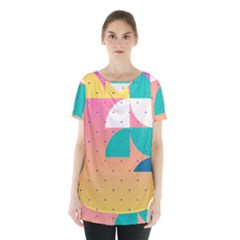 Abstract Geometric Bauhaus Polka Dots Retro Memphis Art Skirt Hem Sports Top