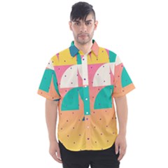 Abstract Geometric Bauhaus Polka Dots Retro Memphis Art Men s Short Sleeve Shirt