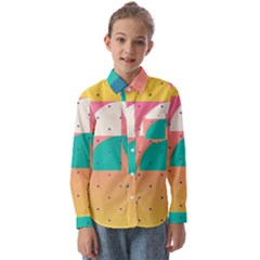 Abstract Geometric Bauhaus Polka Dots Retro Memphis Art Kids  Long Sleeve Shirt