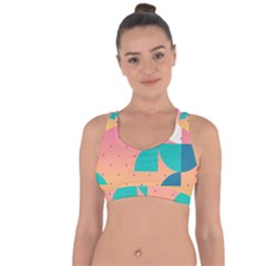 Abstract Geometric Bauhaus Polka Dots Retro Memphis Art Cross String Back Sports Bra