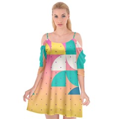 Abstract Geometric Bauhaus Polka Dots Retro Memphis Art Cutout Spaghetti Strap Chiffon Dress