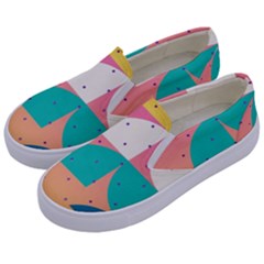 Abstract Geometric Bauhaus Polka Dots Retro Memphis Art Kids  Canvas Slip Ons