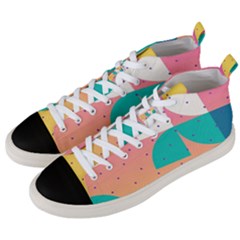 Abstract Geometric Bauhaus Polka Dots Retro Memphis Art Men s Mid-top Canvas Sneakers