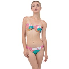 Abstract Geometric Bauhaus Polka Dots Retro Memphis Art Classic Bandeau Bikini Set by Maspions