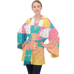 Abstract Geometric Bauhaus Polka Dots Retro Memphis Art Long Sleeve Velvet Kimono  by Maspions