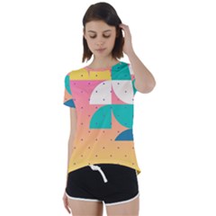 Abstract Geometric Bauhaus Polka Dots Retro Memphis Art Short Sleeve Open Back T-shirt