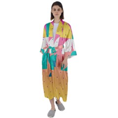 Abstract Geometric Bauhaus Polka Dots Retro Memphis Art Maxi Satin Kimono