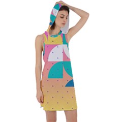 Abstract Geometric Bauhaus Polka Dots Retro Memphis Art Racer Back Hoodie Dress by Maspions