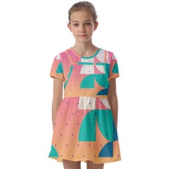 Abstract Geometric Bauhaus Polka Dots Retro Memphis Art Kids  Short Sleeve Pinafore Style Dress