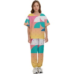 Abstract Geometric Bauhaus Polka Dots Retro Memphis Art Kids  T-shirt And Pants Sports Set by Maspions