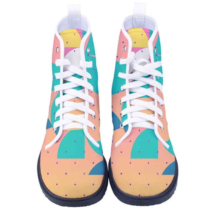 Abstract Geometric Bauhaus Polka Dots Retro Memphis Art Men s High-Top Canvas Sneakers