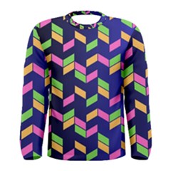 Background Pattern Geometric Pink Yellow Green Men s Long Sleeve T-shirt