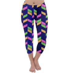 Background Pattern Geometric Pink Yellow Green Capri Winter Leggings 