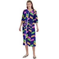 Background Pattern Geometric Pink Yellow Green Women s Cotton 3/4 Sleeve Nightgown by Maspions