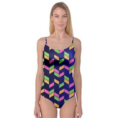 Background Pattern Geometric Pink Yellow Green Camisole Leotard  by Maspions