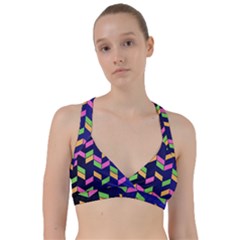 Background Pattern Geometric Pink Yellow Green Sweetheart Sports Bra