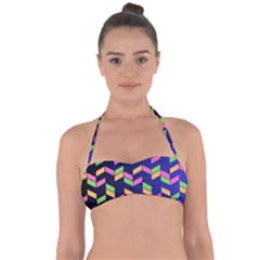 Background Pattern Geometric Pink Yellow Green Tie Back Bikini Top