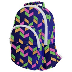 Background Pattern Geometric Pink Yellow Green Rounded Multi Pocket Backpack