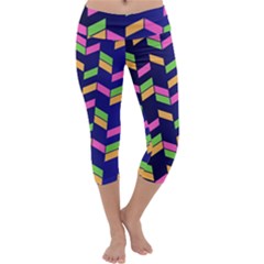 Background Pattern Geometric Pink Yellow Green Capri Yoga Leggings