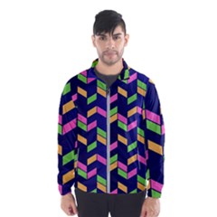 Background Pattern Geometric Pink Yellow Green Men s Windbreaker