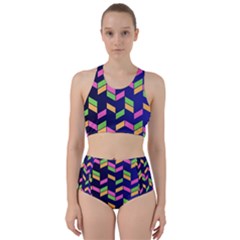 Background Pattern Geometric Pink Yellow Green Racer Back Bikini Set