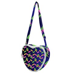 Background Pattern Geometric Pink Yellow Green Heart Shoulder Bag by Maspions