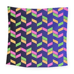 Background Pattern Geometric Pink Yellow Green Square Tapestry (large)