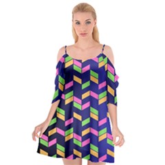 Background Pattern Geometric Pink Yellow Green Cutout Spaghetti Strap Chiffon Dress by Maspions