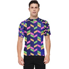 Background Pattern Geometric Pink Yellow Green Men s Short Sleeve Rash Guard