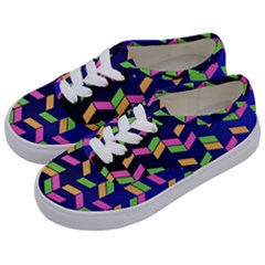 Background Pattern Geometric Pink Yellow Green Kids  Classic Low Top Sneakers