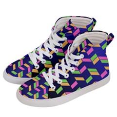 Background Pattern Geometric Pink Yellow Green Women s Hi-top Skate Sneakers by Maspions