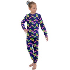 Background Pattern Geometric Pink Yellow Green Kids  Long Sleeve Set 