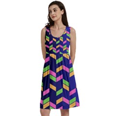 Background Pattern Geometric Pink Yellow Green Classic Skater Dress