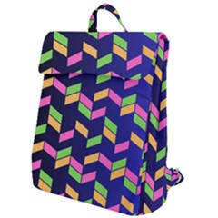 Background Pattern Geometric Pink Yellow Green Flap Top Backpack