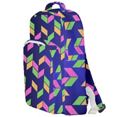 Background Pattern Geometric Pink Yellow Green Double Compartment Backpack