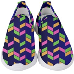 Background Pattern Geometric Pink Yellow Green Kids  Slip On Sneakers by Maspions