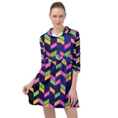 Background Pattern Geometric Pink Yellow Green Mini Skater Shirt Dress