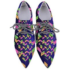 Background Pattern Geometric Pink Yellow Green Pointed Oxford Shoes