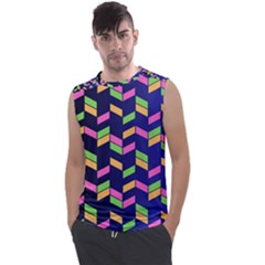 Background Pattern Geometric Pink Yellow Green Men s Regular Tank Top