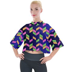 Background Pattern Geometric Pink Yellow Green Mock Neck T-shirt by Maspions